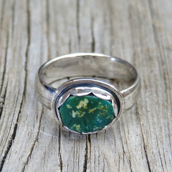 SOLDArtisan Sterling Silver Green Royston Turquoise Ring - Picture 4 of 6